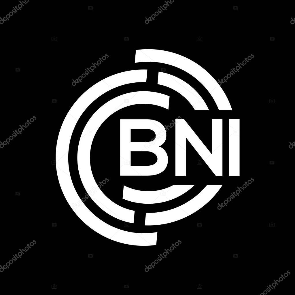 BNI letter logo design on black background. BNI creative initials letter logo concept. BNI letter design.