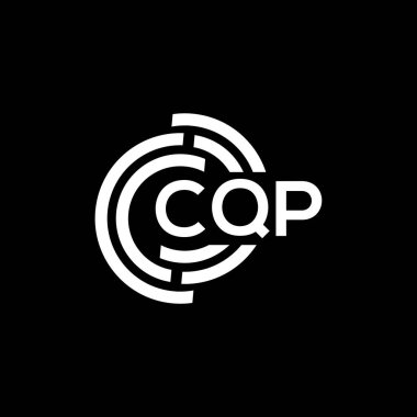 Siyah arkaplanda CQP harf logosu tasarımı. CQP yaratıcı harflerin baş harfleri logo kavramı. CQP harf tasarımı.