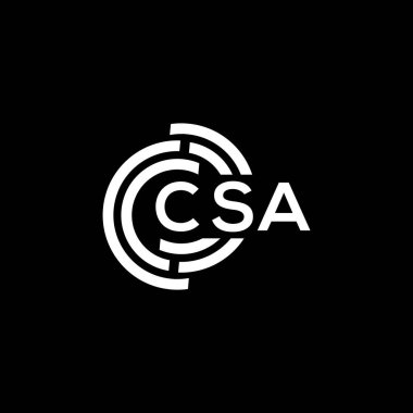 Siyah arka planda CSA harf logosu tasarımı. CSA yaratıcı harflerin baş harfleri logo kavramı. CSA harf tasarımı.