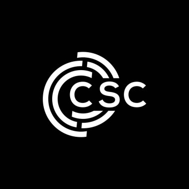 Siyah arka planda CSC harf logosu tasarımı. CSC yaratıcı harflerin baş harfleri logo kavramı. CSC harf tasarımı.