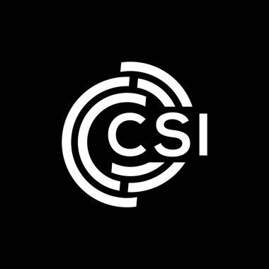 Siyah arka planda CSI harfi logo tasarımı. CSI yaratıcı harflerin baş harfleri logo kavramı. CSI harf tasarımı.