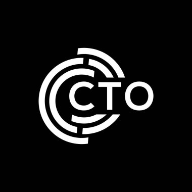 Siyah arka planda CTO harfi logo tasarımı. CTO yaratıcı harflerin baş harfleri logo kavramı. CTO harf tasarımı.