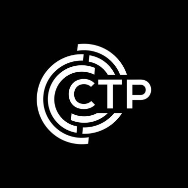 CTP harfi logo tasarımı siyah arkaplan üzerine. CTP yaratıcı harflerin baş harfleri logo kavramı. CTP harf tasarımı.