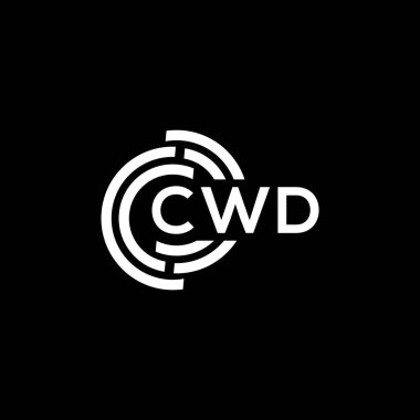 Siyah arka planda CWD harf logosu tasarımı. CWD yaratıcı harflerin baş harfleri logo kavramı. CWD harf tasarımı.