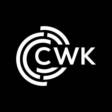 Siyah arkaplanda CWK harf logosu tasarımı. CWK yaratıcı harflerin baş harfleri logo kavramı. CWK harf tasarımı.