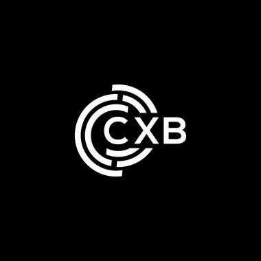 Siyah arkaplanda CXB harf logosu tasarımı. CXB yaratıcı harflerin baş harfleri logo kavramı. CXB harf tasarımı.