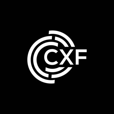 Siyah arkaplanda CXF harf logosu tasarımı. CXF yaratıcı harf logosu konsepti. CXF harf tasarımı.