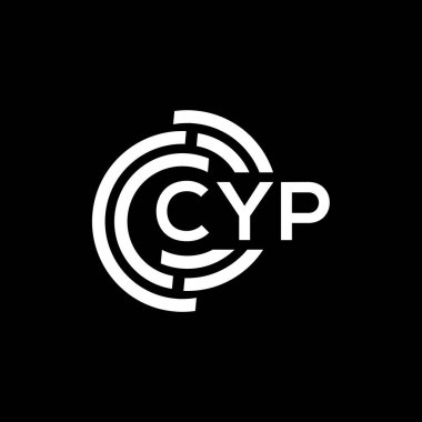Siyah arka planda CYP harf logosu tasarımı. CYP yaratıcı harflerin baş harfleri logo kavramı. CYP harf tasarımı.