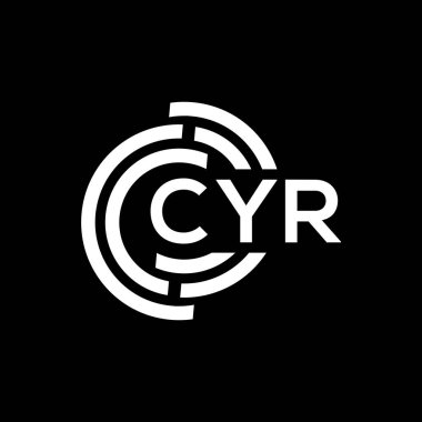 Siyah arka planda CYR harf logosu tasarımı. CYR yaratıcı harflerin baş harfleri logo kavramı. CYR harf tasarımı.
