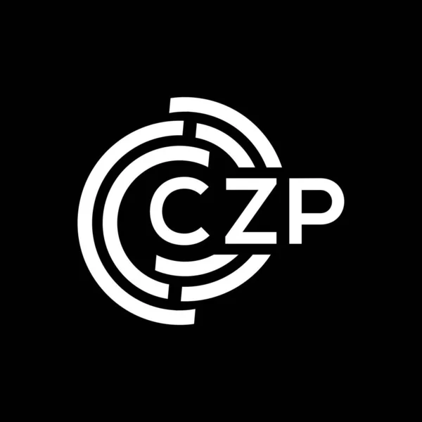 Diseño Del Logotipo Letra Czp Sobre Fondo Negro Czp Iniciales — Vector de stock