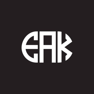 Siyah arka planda EAK harf logosu tasarımı. EAK yaratıcı harf logosu konsepti. EAK harf tasarımı.