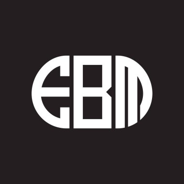 Siyah arka planda EBM harf logosu tasarımı. EBM yaratıcı harflerin baş harfleri logo kavramı. EBM harf tasarımı.