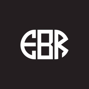 Siyah arka planda EBR harf logosu tasarımı. EBR yaratıcı harflerin baş harfleri logo kavramı. EBR harf tasarımı.