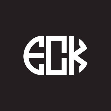 Siyah arkaplanda ECK harf logosu tasarımı. ECK yaratıcı harflerin baş harfleri logo kavramı. ECK harf tasarımı.