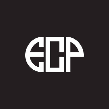 Siyah arkaplanda ECP harf logosu tasarımı. ECP yaratıcı harflerin baş harfleri logo kavramı. ECP harf tasarımı.