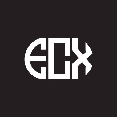 Siyah arkaplanda ECX harf logosu tasarımı. ECX yaratıcı harflerin baş harfleri logo kavramı. ECX harf tasarımı.