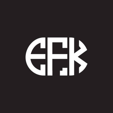 Siyah arka planda EFK harf logosu tasarımı. EFK yaratıcı harflerin baş harfleri logo kavramı. EFK harf tasarımı.