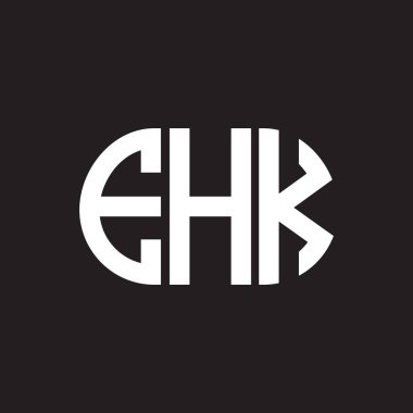 Siyah arka planda EHK harf logosu tasarımı. EHK yaratıcı harflerin baş harfleri logo kavramı. EHK harf tasarımı.
