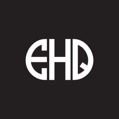 Siyah arka planda EHQ harf logosu tasarımı. EHQ yaratıcı harflerin baş harfleri logo kavramı. EHQ harf tasarımı.