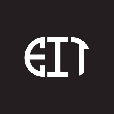 Siyah arka planda EIT harf logosu tasarımı. EIT yaratıcı harfler logosu konsepti. EIT harf tasarımı.