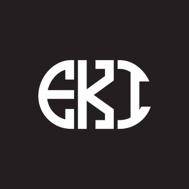 Siyah arka planda EKI harf logosu tasarımı. EKI yaratıcı harf logosu konsepti. EKI harf tasarımı.
