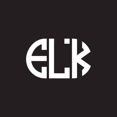 Siyah arka planda ELK harf logosu tasarımı. ELK yaratıcı harflerin baş harfleri logo kavramı. ELK harf tasarımı.
