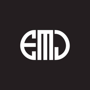 Siyah arka planda EMJ harf logosu tasarımı. EMJ yaratıcı harflerin baş harfleri logo kavramı. EMJ harf tasarımı.