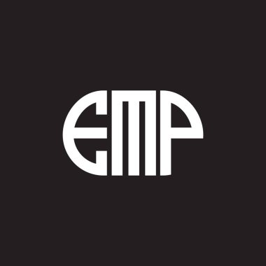 Siyah arka planda EMP harfi logosu tasarımı. EMP yaratıcı harflerin baş harfleri logo kavramı. EMP harf tasarımı.