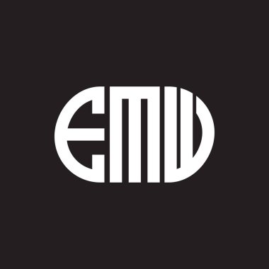 Siyah arka planda EMW harf logosu tasarımı. EMW yaratıcı harflerin baş harfleri logo kavramı. EMW harf tasarımı.