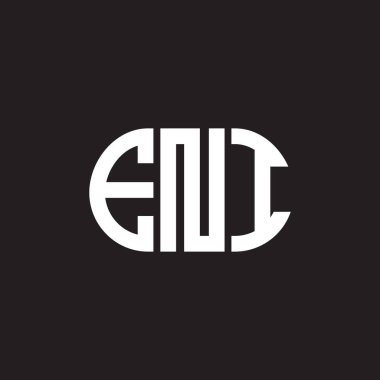 ENI harfi logo tasarımı siyah arka planda. ENI yaratıcı harflerin baş harfleri logo kavramı. ENI harf tasarımı.