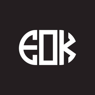 Siyah arkaplanda EOK harf logosu tasarımı. EOK yaratıcı harfler logosu konsepti. EOK harf tasarımı.
