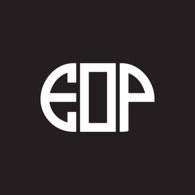 Siyah arka planda EOP harf logosu tasarımı. EOP yaratıcı harflerin baş harfleri logo kavramı. EOP harf tasarımı.