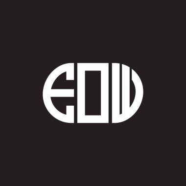 Siyah arka planda EOW harf logosu tasarımı. EOW yaratıcı harflerin baş harfleri logo kavramı. EOW harf tasarımı.
