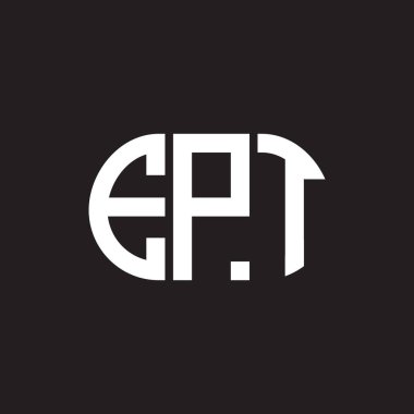 Siyah arkaplanda EPT harf logosu tasarımı. EPT yaratıcı harflerin baş harfleri logo kavramı. EPT harf tasarımı.