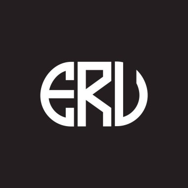 Siyah arka planda ERU harf logosu tasarımı. ERU yaratıcı harfler logosu konsepti. ERU harf tasarımı.
