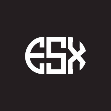 Siyah arkaplanda ESX harf logosu tasarımı. ESX yaratıcı harflerin baş harfleri logo kavramı. ESX harf tasarımı.