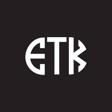 Siyah arka planda ETK harf logosu tasarımı. ETK yaratıcı harflerin baş harfleri logo kavramı. ETK harf tasarımı.