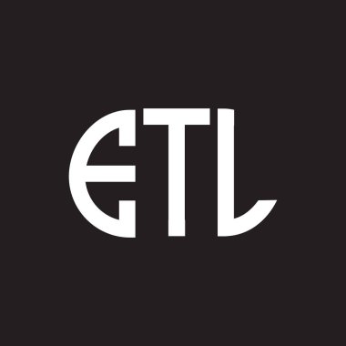Siyah arka planda ETL harf logosu tasarımı. ETL yaratıcı harflerin baş harfleri logo kavramı. ETL harf tasarımı.