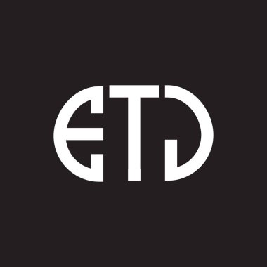 Siyah arka planda ETJ harf logosu tasarımı. ETJ yaratıcı harflerin baş harfleri logo kavramı. ETJ harf tasarımı.