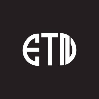 Siyah arka planda ETN harf logosu tasarımı. ETN yaratıcı harflerin baş harfleri logo kavramı. ETN harf tasarımı.