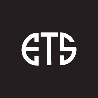 Siyah arka planda ETS harf logosu tasarımı. ETS yaratıcı harfler logosu konsepti. ETS harf tasarımı.