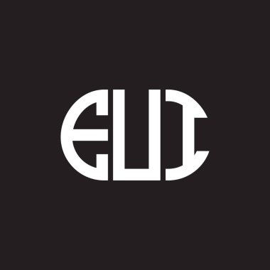 EUI 'nin siyah arkaplan üzerine logo tasarımı. EUI yaratıcı harflerin baş harfleri logo kavramı. EUI mektup tasarımı.