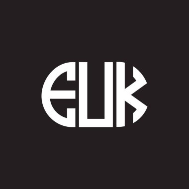 EUK harf logosu siyah arkaplan üzerine tasarlandı. EUK yaratıcı harflerin baş harfleri logo kavramı. EUK mektup tasarımı.