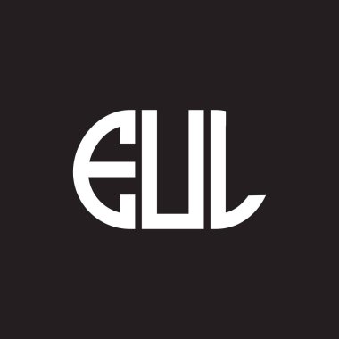 EUL 'in siyah arkaplan üzerine logo tasarımı. EUL yaratıcı harflerin baş harfleri logo kavramı. EUL mektup tasarımı.