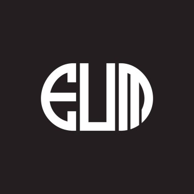 EUM 'nin siyah arkaplan üzerine logo tasarımı. EUM yaratıcı harflerin baş harfleri logo kavramı. EUM mektup tasarımı.
