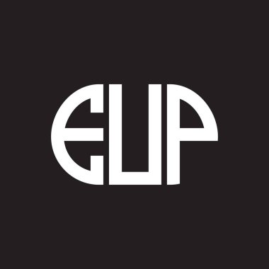 Siyah arkaplanda EUP harf logosu tasarımı. EUP yaratıcı harfler logosu konsepti. EUP harf tasarımı.