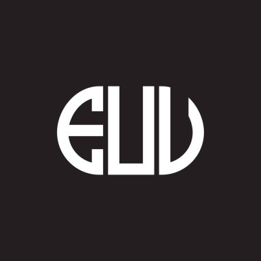 EUU 'nun siyah arkaplan üzerine logo tasarımı. EUU yaratıcı harflerin baş harfleri logo kavramı. EUU mektup tasarımı.