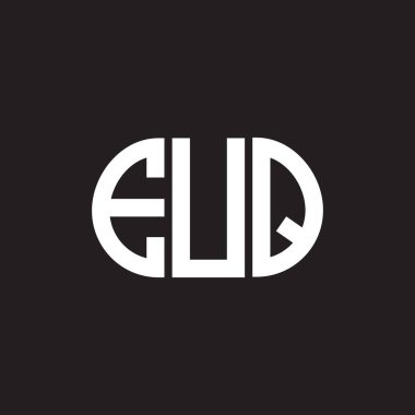 EUQ harfi logo tasarımı siyah arkaplan üzerine. EUQ yaratıcı harflerin baş harfleri logo kavramı. EUQ harf tasarımı.