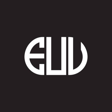 EUV 'nin siyah arkaplan üzerine logo tasarımı. EUV yaratıcı harflerin baş harfleri logo kavramı. EUV mektup tasarımı.