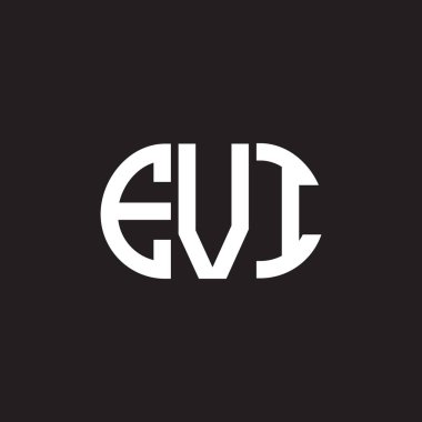 EVI harfi logo tasarımı siyah arka planda. EVI yaratıcı harflerin baş harfleri logo kavramı. EVI harf tasarımı.